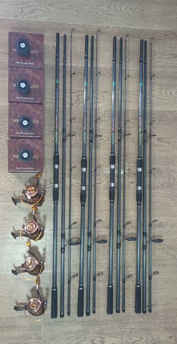 SET 4 Lansete Crap  Diamant Alb 3.90 4.0Lbs + 4 Mulinete MA6000