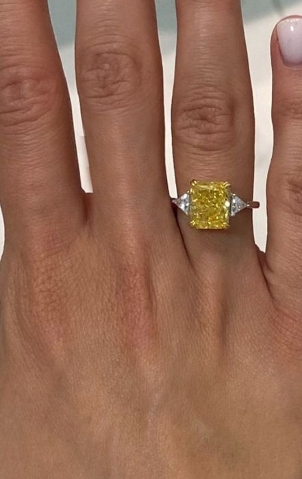 Inel argint 925 Radiant Cut Yellow Citrine Diamond