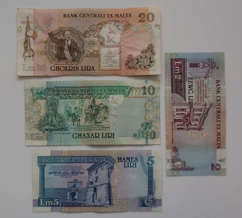 Lot 4 bancnota Lire Malta MTL