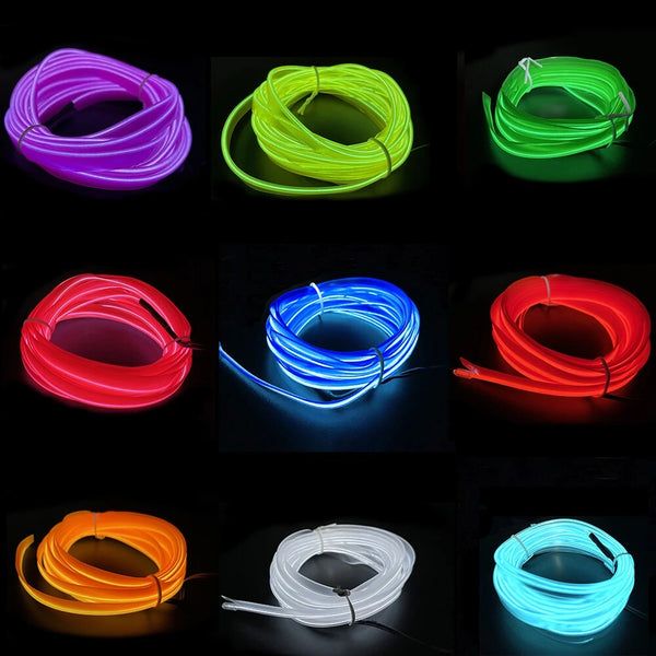 Fir NEON cu lumina ambientala auto direct la bricheta auto 12v 2 metri