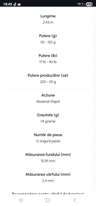 Lanseta Spinning NFC  BB 809-IM 2.40m/2-8 oz