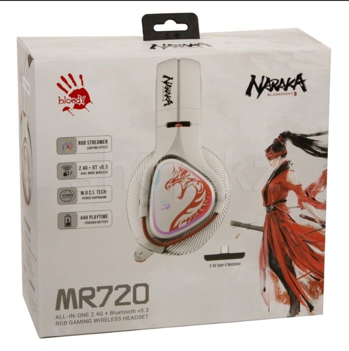 Беспроводные/проводные наушники A4Tech Bloody MR720 NARAKA белый 2023