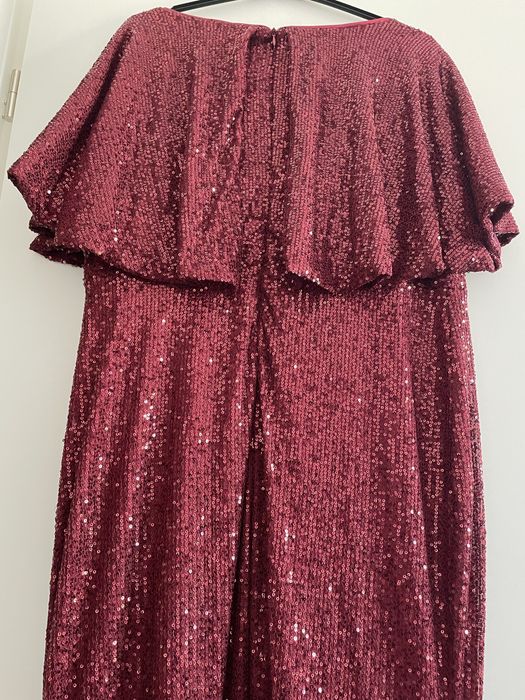 Rochie lungă vișinie cu paiete – Toleen (mărimea 2XL)