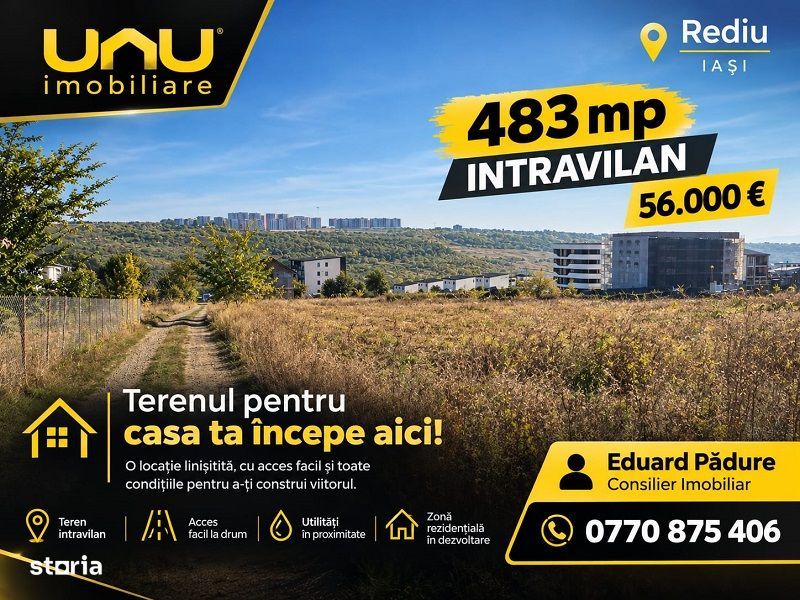 56.000 € = 483 Mp, Teren Intravilan Rediu, Lângă Don Homes