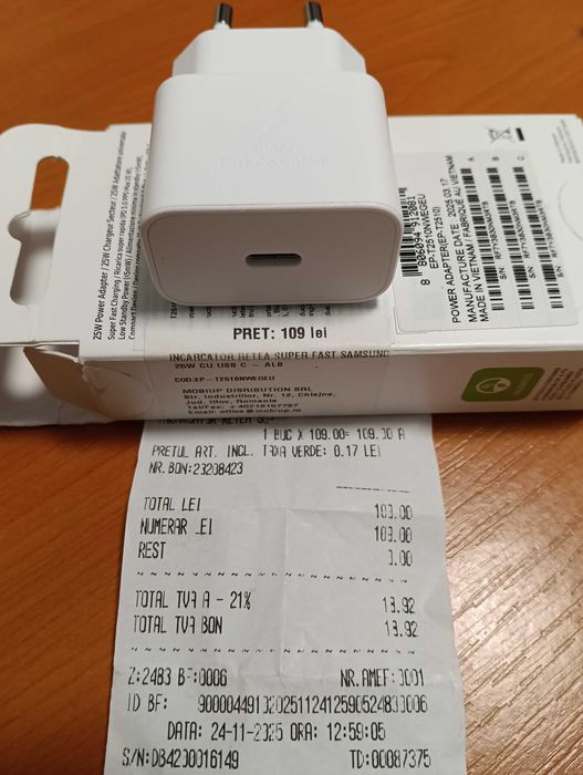 Vand incarcator original Samsung nou nouț 80 lei