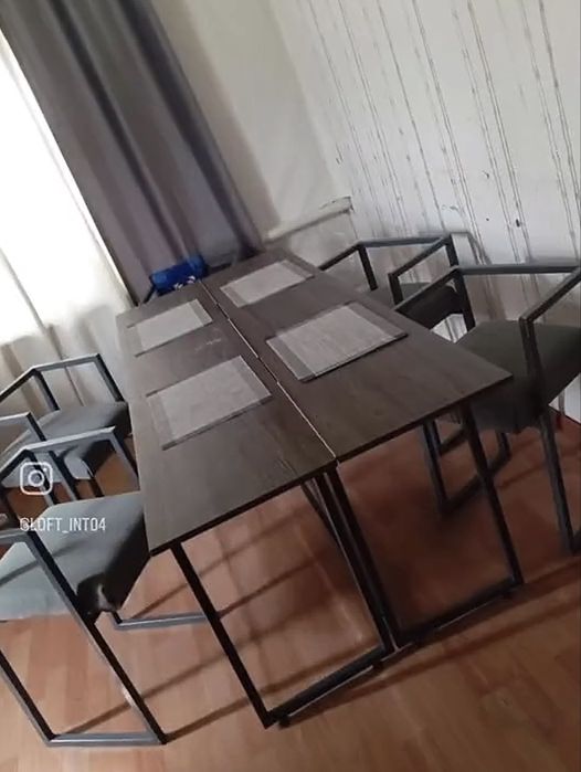 Продам складной стол 2х1 + 4 стула в стиле лофт