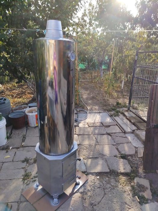 Boiler Baie pe Lemne cu Focar Capacitate 90L | Inox cu focar Recondiționat