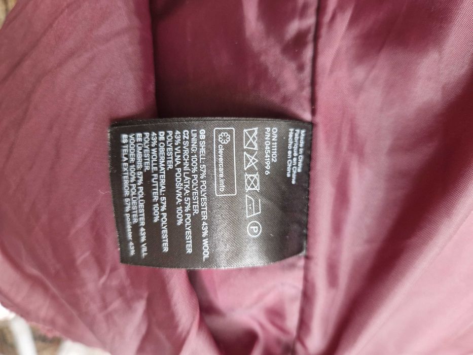 Palton H&m lână s-m burgund toamna/iarna