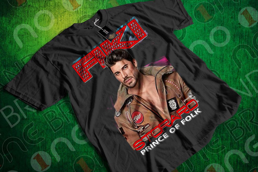 Тениска с уникални щампи на принца на поп-фолка Фики Стораро 
ДТФ/DTF