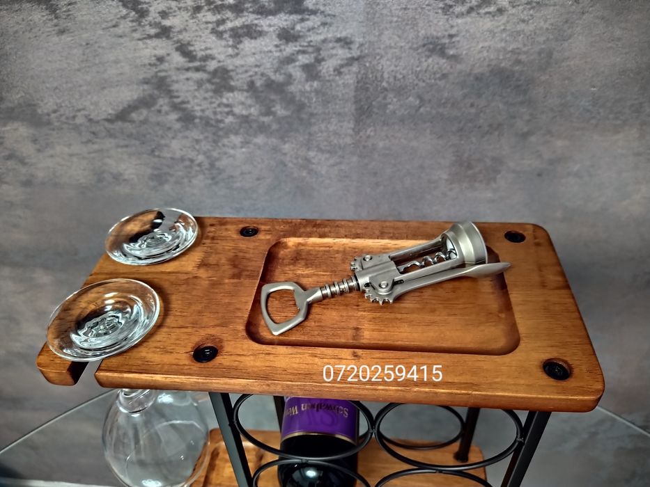 Suport de Vin Premium din Lemn - Raft elegant independent pentru 6 ST