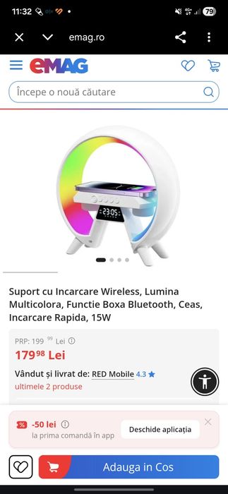 Suport incarcare wireless si lumini ambientale