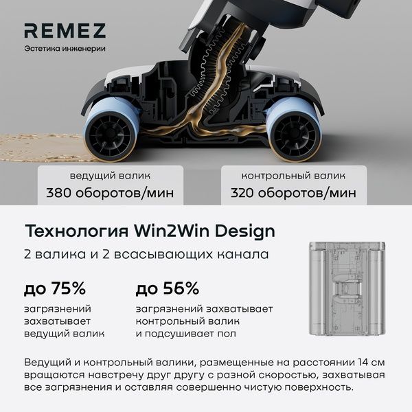 Роботизированный вертикальный моющий пылесос REMEZ IQSelf+ , RMVC-603