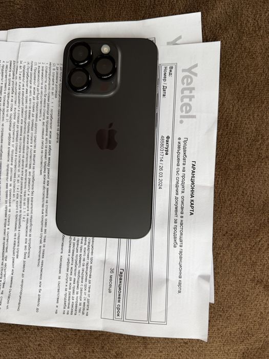 Iphone 15 Pro Black Titanium 128 Gb/ Yettel Гаранция 18 месеца