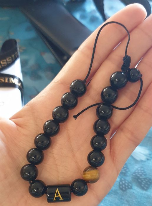 Мъжка броеница черен мат