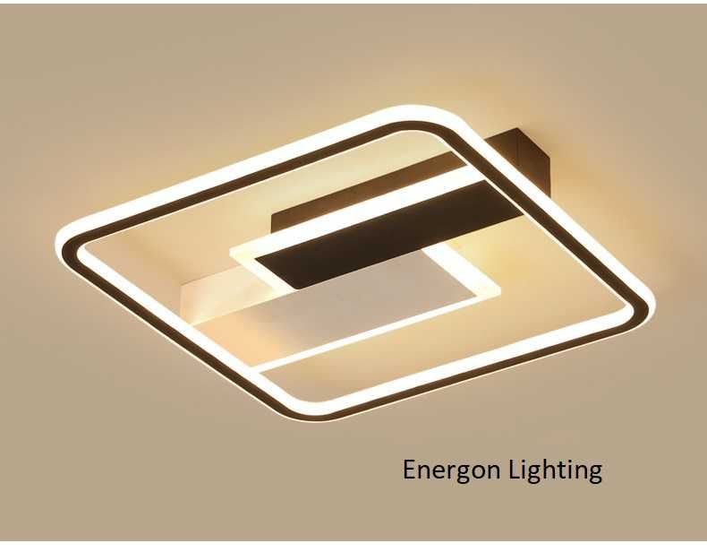 Луксозна LED лампа висок клас плафон  три цвята квадрат хол спалня дне