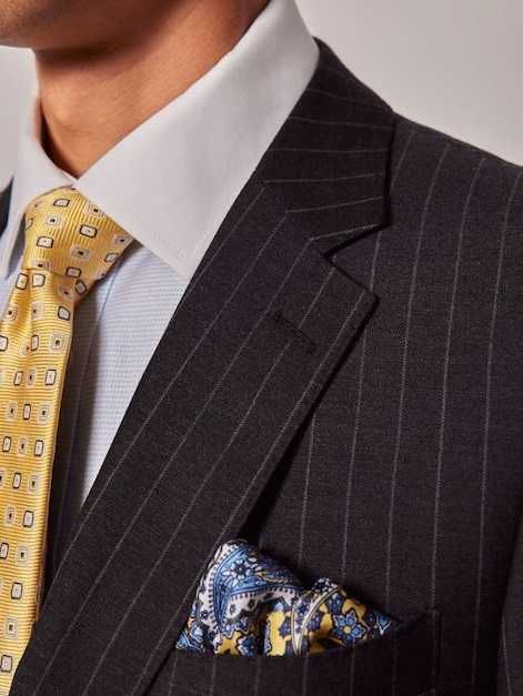 Sacou blazer 52 XL de lux Hackett London lana super 110's negru dungi