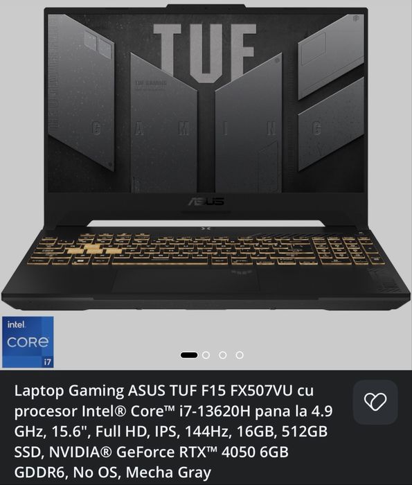 Laptop Gaming ASUS TUF F15 | i7-13620H | RTX 4050