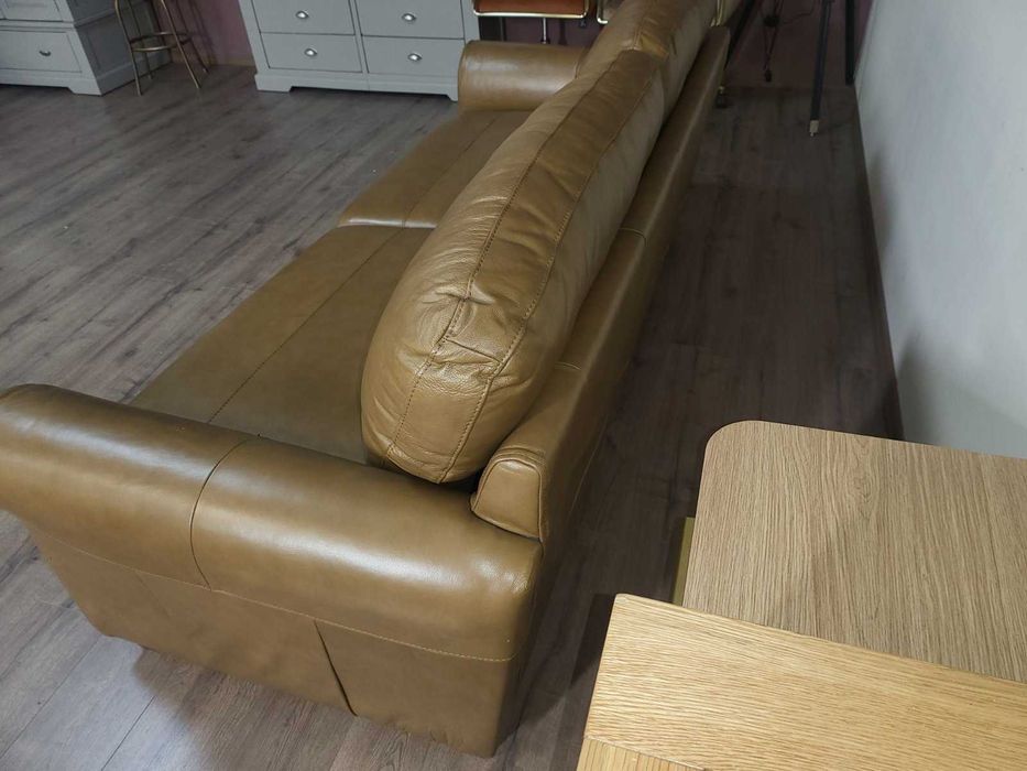Светло кафяв кожен диван четворка