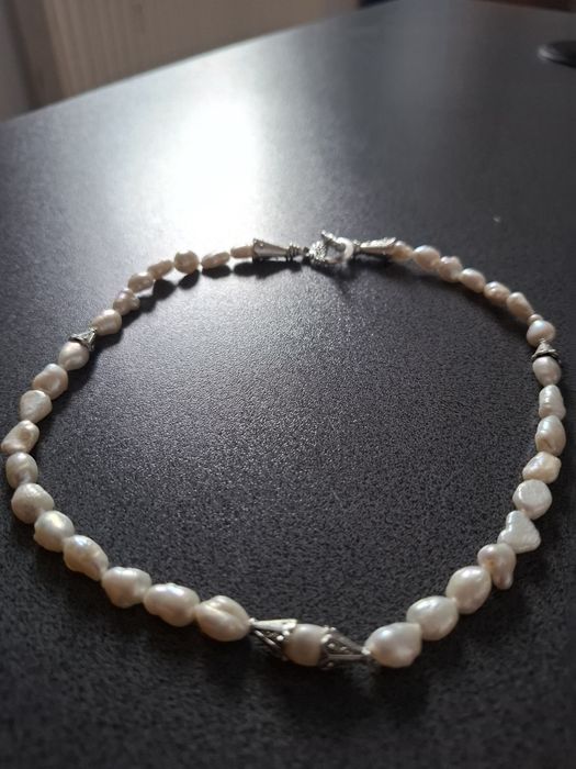 Colier perle naturale de apa dulce la baza gatului 41 cm