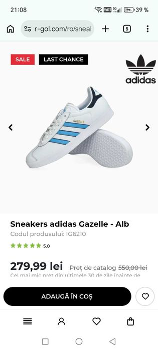 Adidas Gazelle Sneakers  - Alb