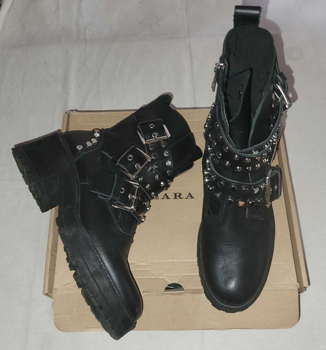 CALVIN KLEIN , ZARA кубинки / боти от естествена кожа 37,5- 38