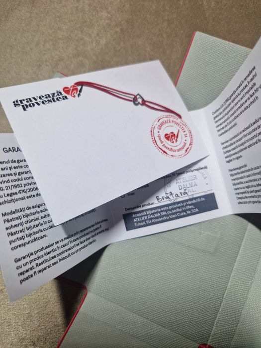 Brățară șnur cu inima argint