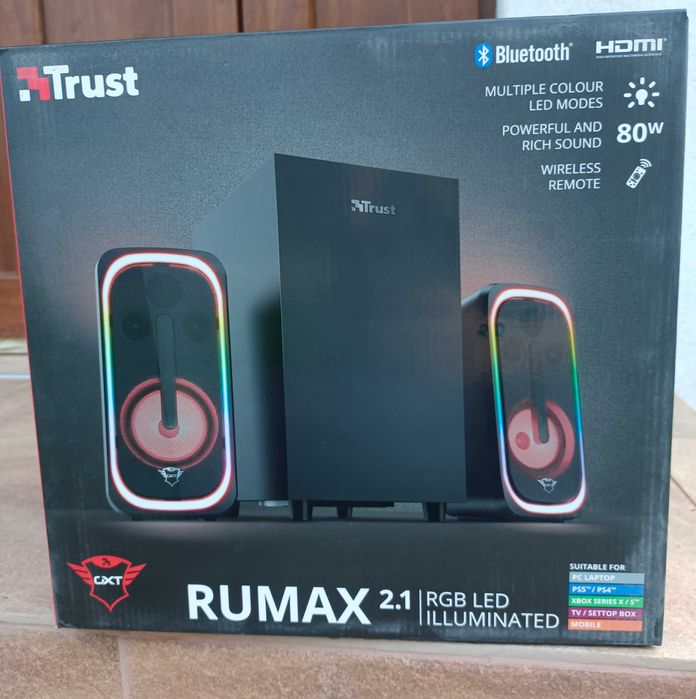 Boxe gaming Trust GXT 635 Rumax, 2.1, 40W RMS, Bluetooth RGB HDMI, noi