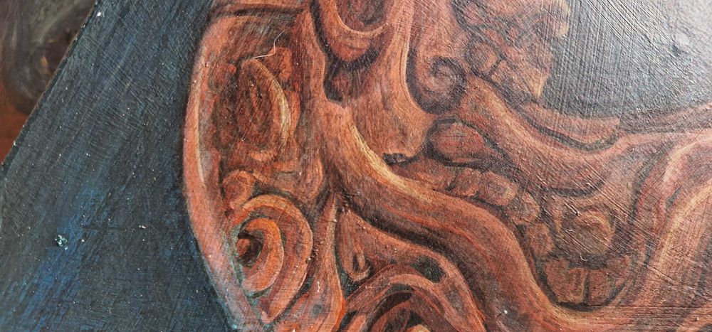 Tablou decorativ modern pe lemn cu motive tribale 5