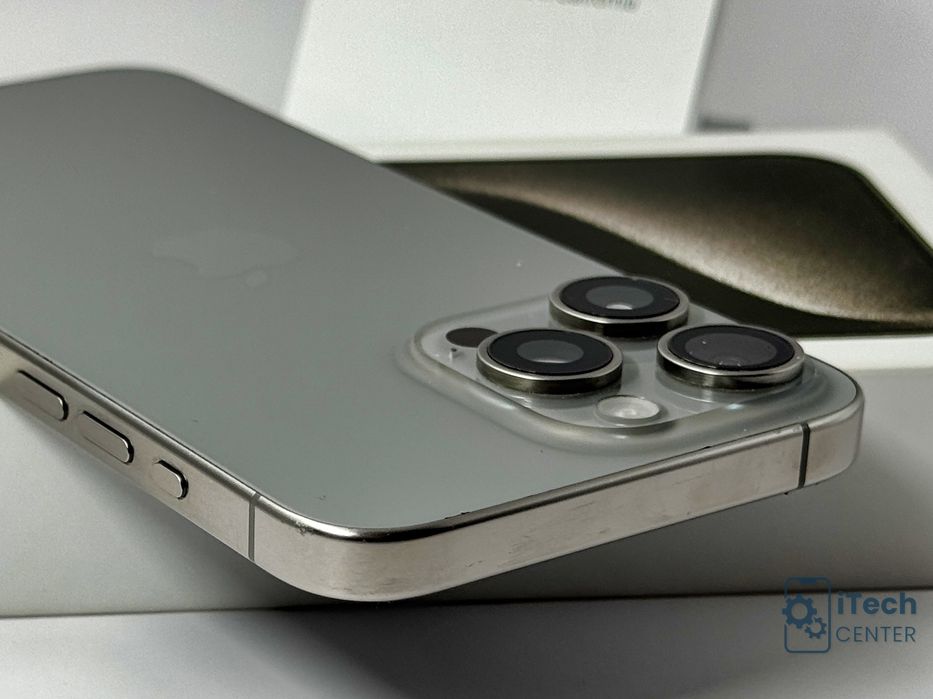 iPhone 15 Pro Max, 512GB, Natural Titanium, 100% батерия, ОТЛИЧЕН, 1г. ГАРАНЦИЯ!