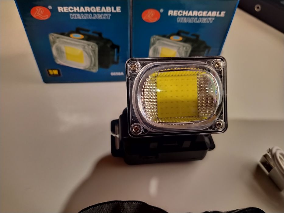 Lanterna reincarcabila de cap cu Led Cob Mare 2.5 cm Lumina Alba 5W