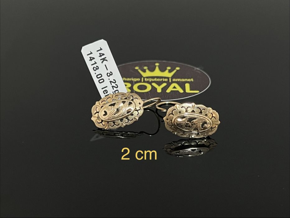Bijuteria Royal CB : Cercei model vintage aur 14K 585   3,22 gr