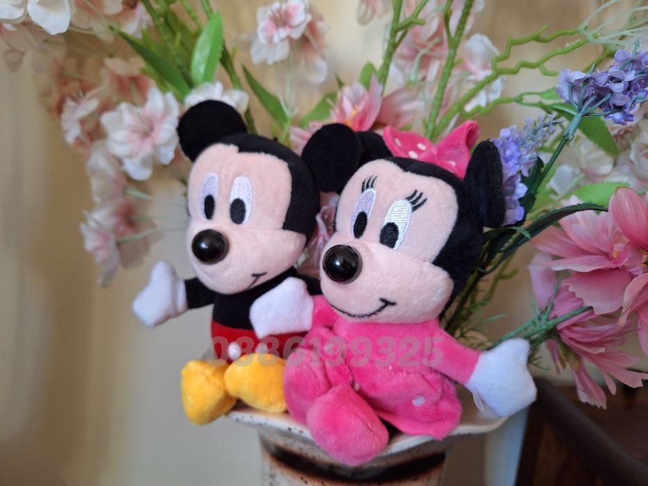 2 броя Комплект Плюшени играчки Мики Маус и Мини Маус, 20см