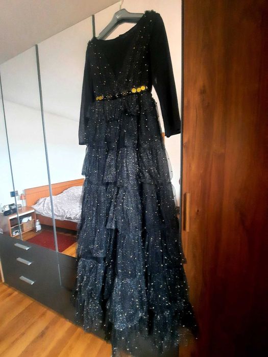 Rochie de seară lungă Ambar Studio, cu detalii cusute manual