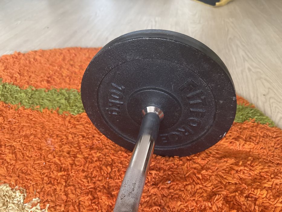 Haltera fitness + 2 gantere pentru discuri