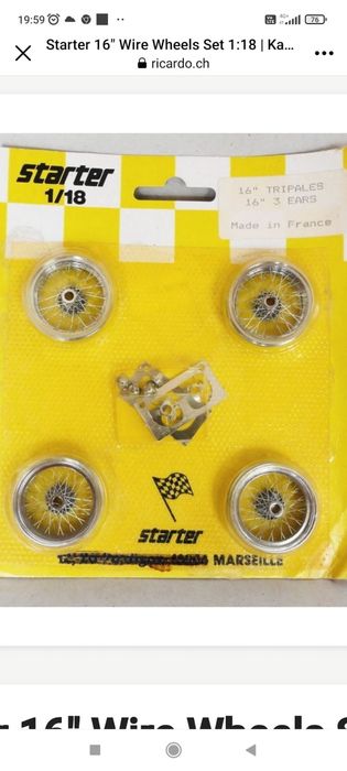 метални джанти с гуми за модел в мащаб 1:18