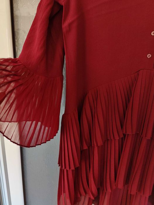 Бордо плисирана туника ZARA размер S