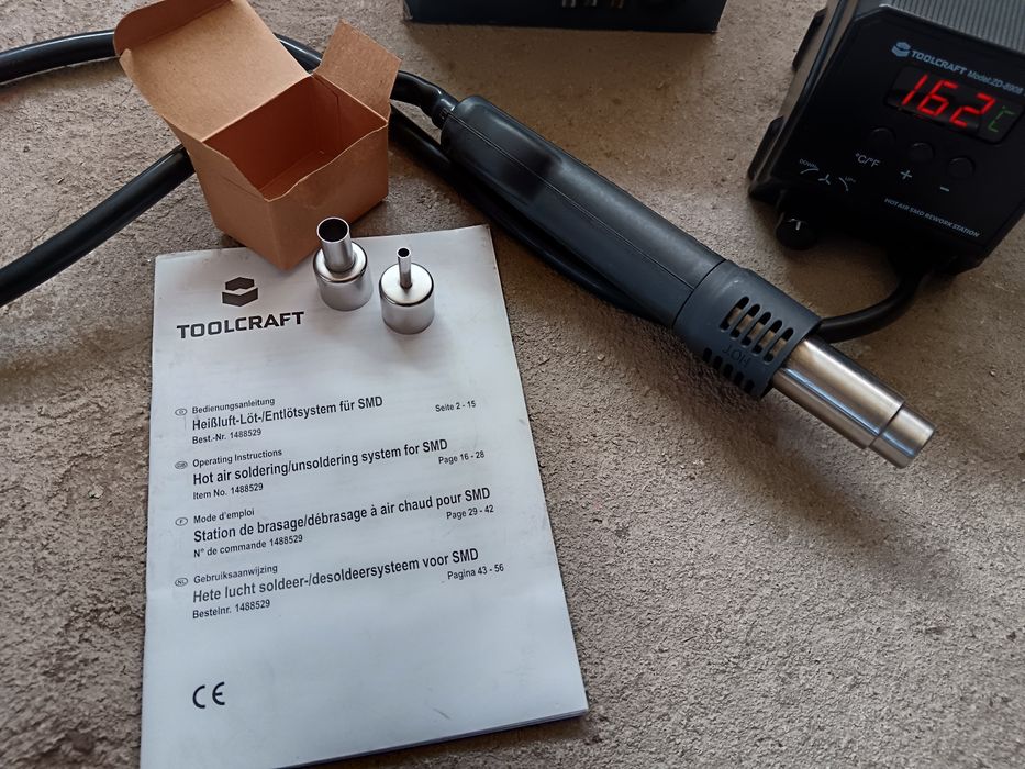 Statie de lipit cu aer cald, Toolcraft, reglaj digital