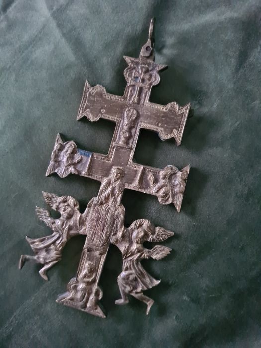 Antichități Cruce Crucifix Caravaca 1700-1800 Bronz