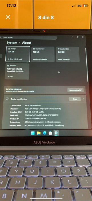 Vând laptop asus vivobook 15