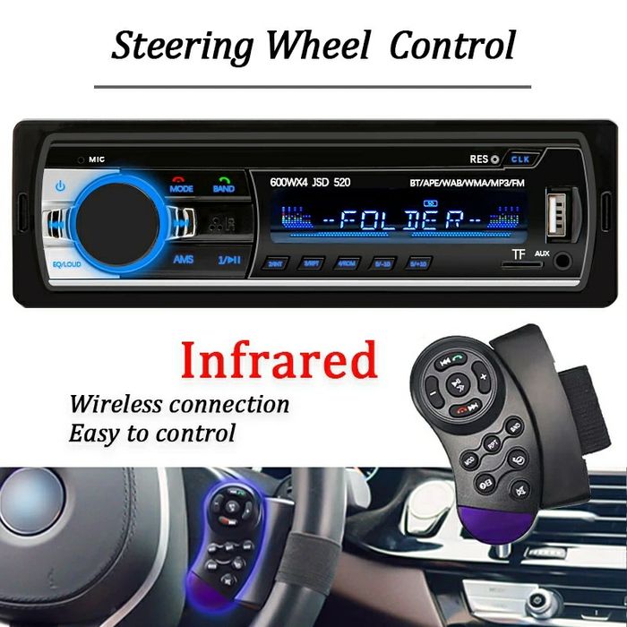 Player auto 1DIN universal, Radio, Bluetooth, AUX, TF card, USB,