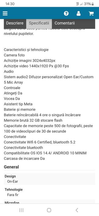 Ochelari smart Ray-Ban