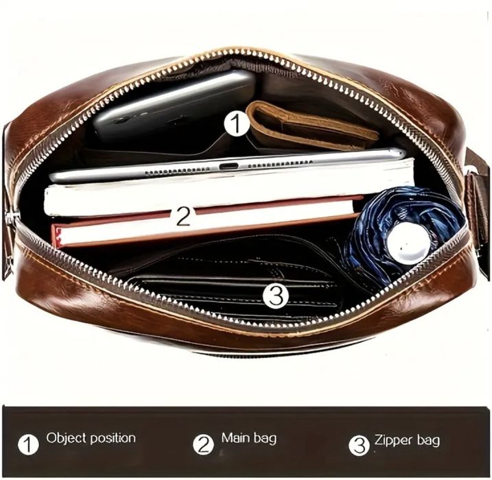 Мъжка кожена чанта /Ежедневна, обемна и елегантна, черна естест. кожа!