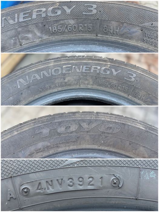 4 Anvelope Vara 185/60R15 TOYO NanoEnergy 3 DOT 2021 Profil 7 mm