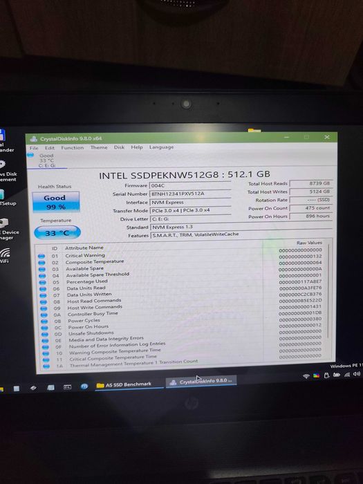 ssd nvme Intel 660 Series 512 gb 99%