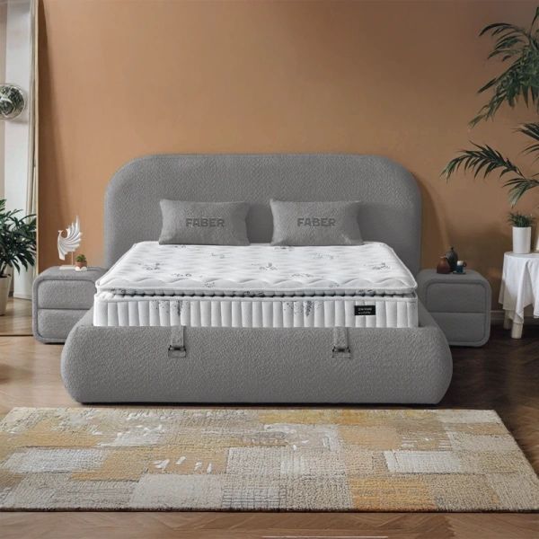 Тапицирана спалня с матрак FABER 160 х 200 - антрацит AN