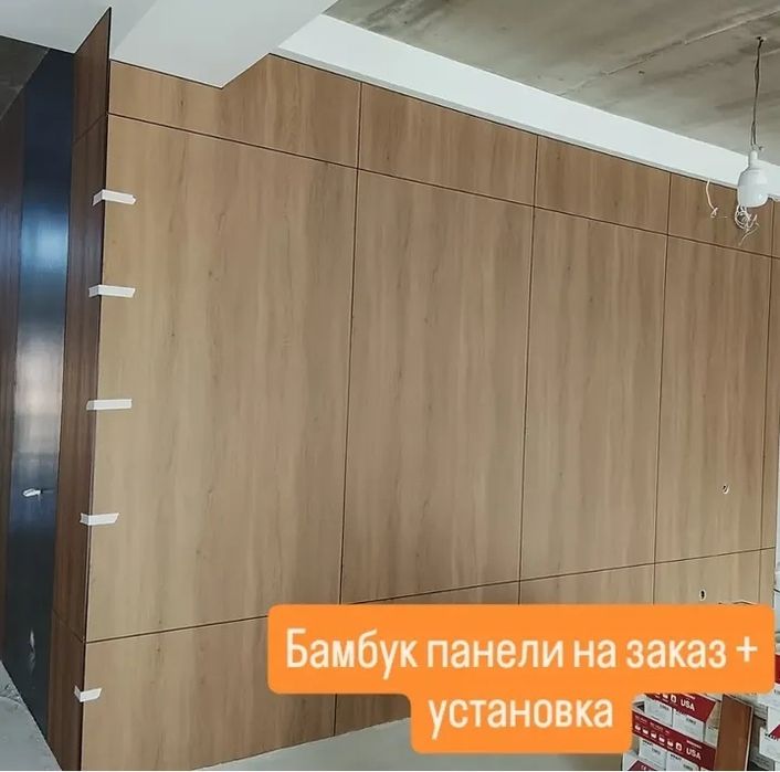 Установка бамбук панели ТВ зона