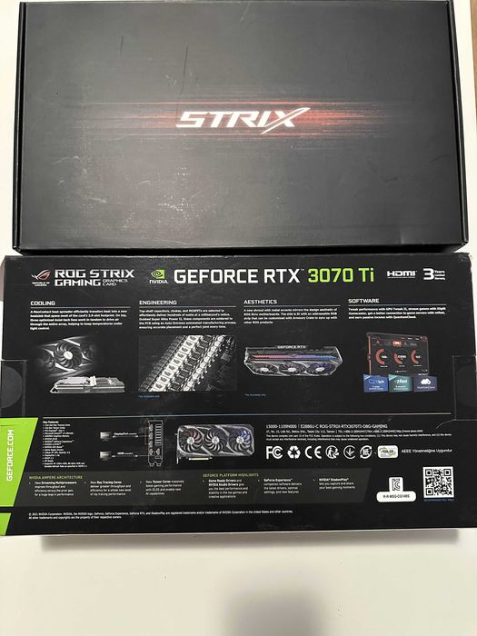 ASUS ROG Strix GeForce RTX 3070 Ti OC 8GB GDDR6X – перфектно състояние, с кутия