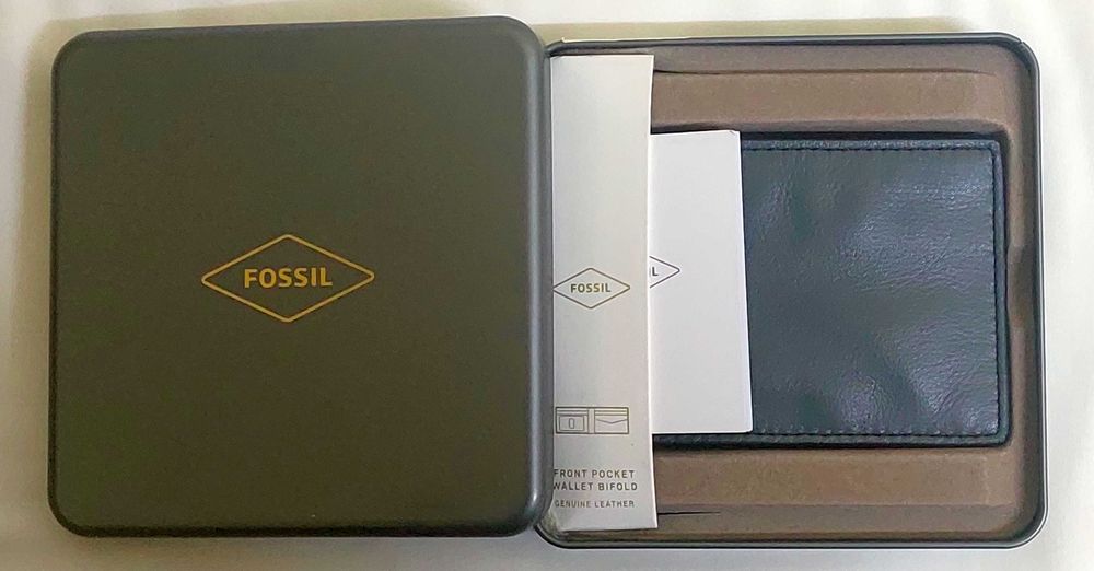 Portofel pliabil bifold de piele Fossil cu aspect texturat Steven, Gri inchis