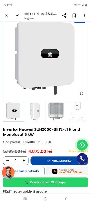 Invertor hybrid Huawei 6 kw garanție! ! !