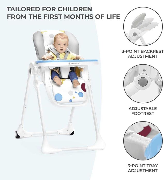 Kindercraft Scaun de masă YUMMY , multicolor ,între 6 și 36 de luni